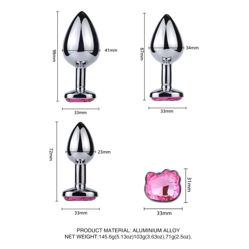 Soft Cat Face Diamond Shaped Anal Plug 3 Sizes Sex Toys for Women Butt Plug Erotic Massager Stimulator Anal Sex Toys for Couples