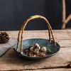 Creative Ceramic Dish Portable Basket Hotel Special Dish Restaurant Ceramic Dish Table Decoration Round Tray Creative Tableware
