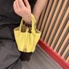 Cross-border direct supply, first-layer cowhide mini vegetable basket 14cm exquisite handbag, hand-held high-end versatile bucket bag
