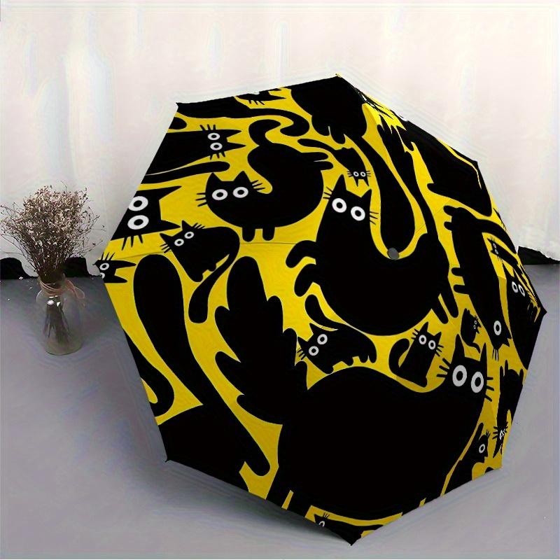 1pc Black Cat Silhouette Automatic Folding Umbrella, Portable & Foldable Design with 8 Ribs, Casual Outdoor Accessory Halloween and Christma