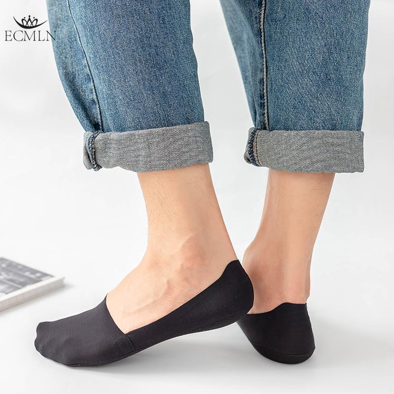 Men Ice Silk Socks Breathable Non-slip Silicone Invisible Cotton Solid Color Comfortable Boat Socks