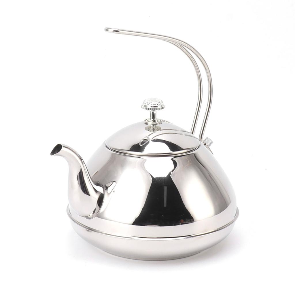 Stainless Steel Teapot Large Capacity Stovetop Kettle with Filter for Home Camping 1.5L Silver