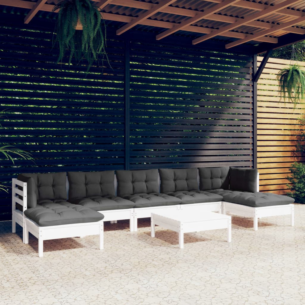 Salon de jardin 8 pcs avec coussins  bois de pin