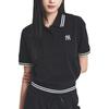 MLB New York Yankees Logo Striped Button Short Sleeve Summer Breathable Polo Shirt Women Tops Black 3FPQB0253-50BKS
