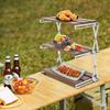 3-Tier Foldable Camping Table Storage Rack Kitchen Storage Shelf Multi-Function Storage Shelf for Picnic,Beach,Fishing, BBQ 