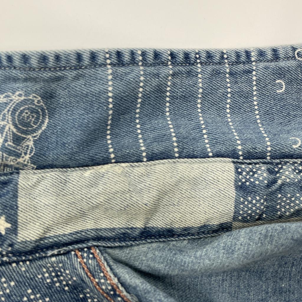 RRL Indigo X Blue Band Color Print Patchwork Shirt Tops M Indigo X blueUsed