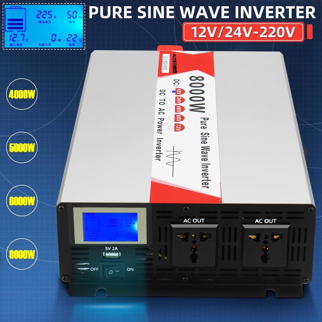 DC 12V/24V TO AC 220V LCD Voltage Transformer Power Converter Solar Inverter Pure Sine Wave Inverter  4000W/5000W/6000W/8000W New Power Inverter