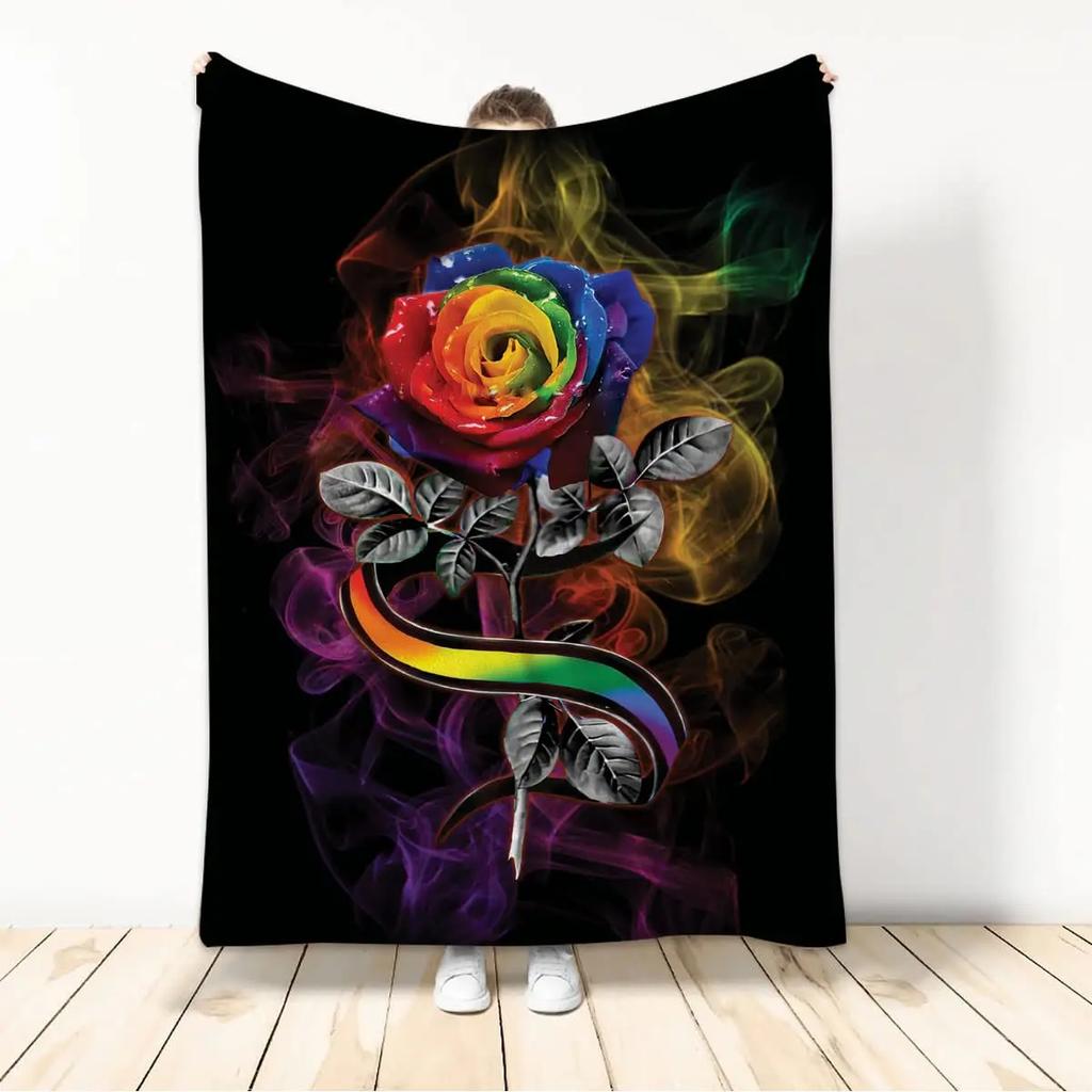 Kuscheldecken LGBT Gay Pride Lesbisch Regenbogen Flanelldecke für Couch Sofa Decken Große Bettwäsche Geschenke für Weihnachten Neujahr