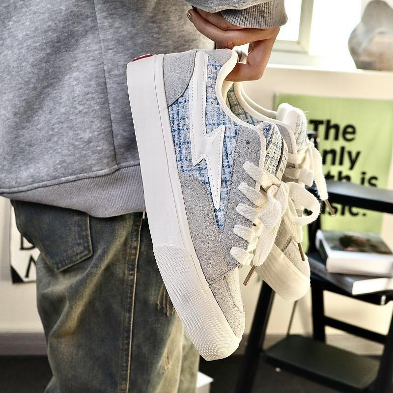 Mens Casual Canvas Sneakers Low Top Round Toe Rubber Sole Lightweight Comfortable Streetwear Style