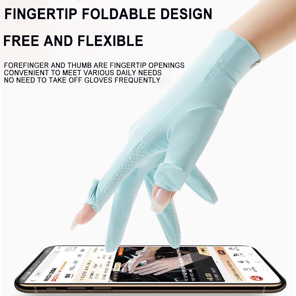 Loogdeel Upf50+ Sunscreen Breathable Fashion Driving Running Gloves Cold Ice Silk Bike Thin Silicone Anti-Uv Gloves Women Men