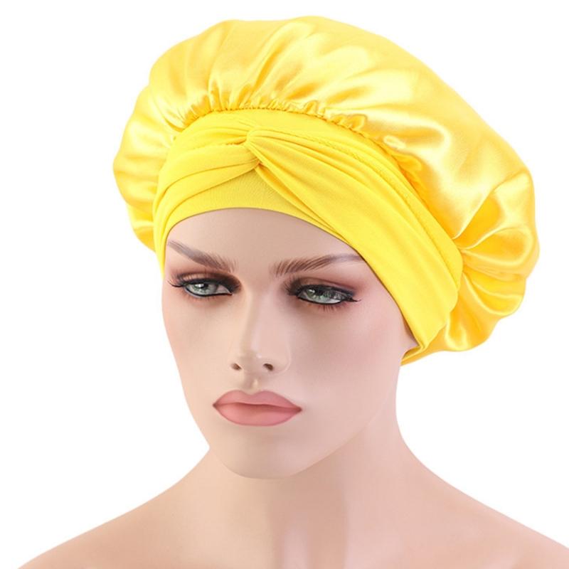 Sleep Cap Satin Bonnet Night for Head Cover Wide Elastic Band Sleeping Soft Adjustable Ribbon Strap Hair Turbans for Wom