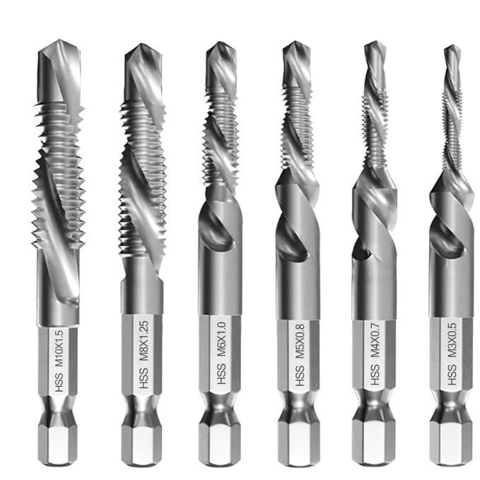 Titanium-Plated High-Speed Steel Hex Shank Spiral Taper Drill Tap