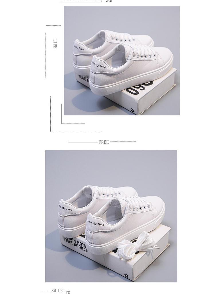 Zapatillas de Moda Blancas de Tacón Bajo para Mujer Primavera/Otoño 2025 - Tacón Plano, Estilo Deportivo Casual