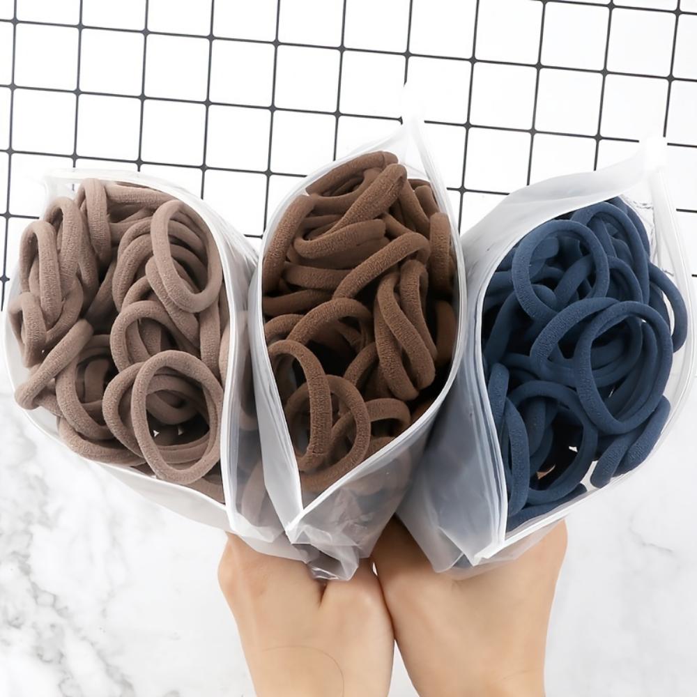 50pcs/Set Women   Basic Hair Bands 1.57inch Simple Solid Colors Elastic Headband Hair Ropes Ties Hair Accessories Ponytail Holder