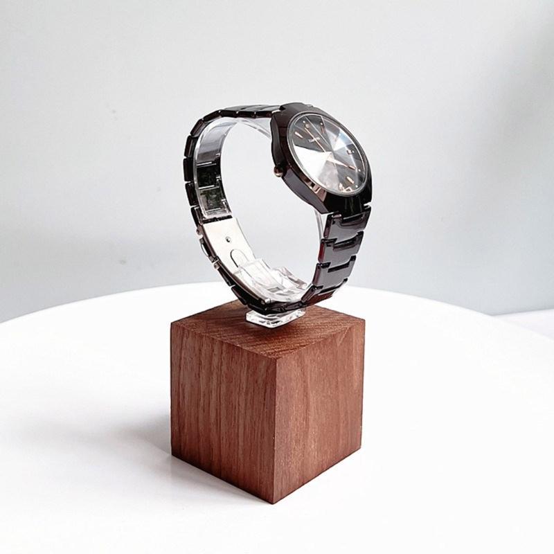 Supporto per Orologi in Legno di Noce Fatto a Mano Elegante Supporto Espositore per Orologi a Forma di C Portaoggetti per Orologi da Casa e Negozio