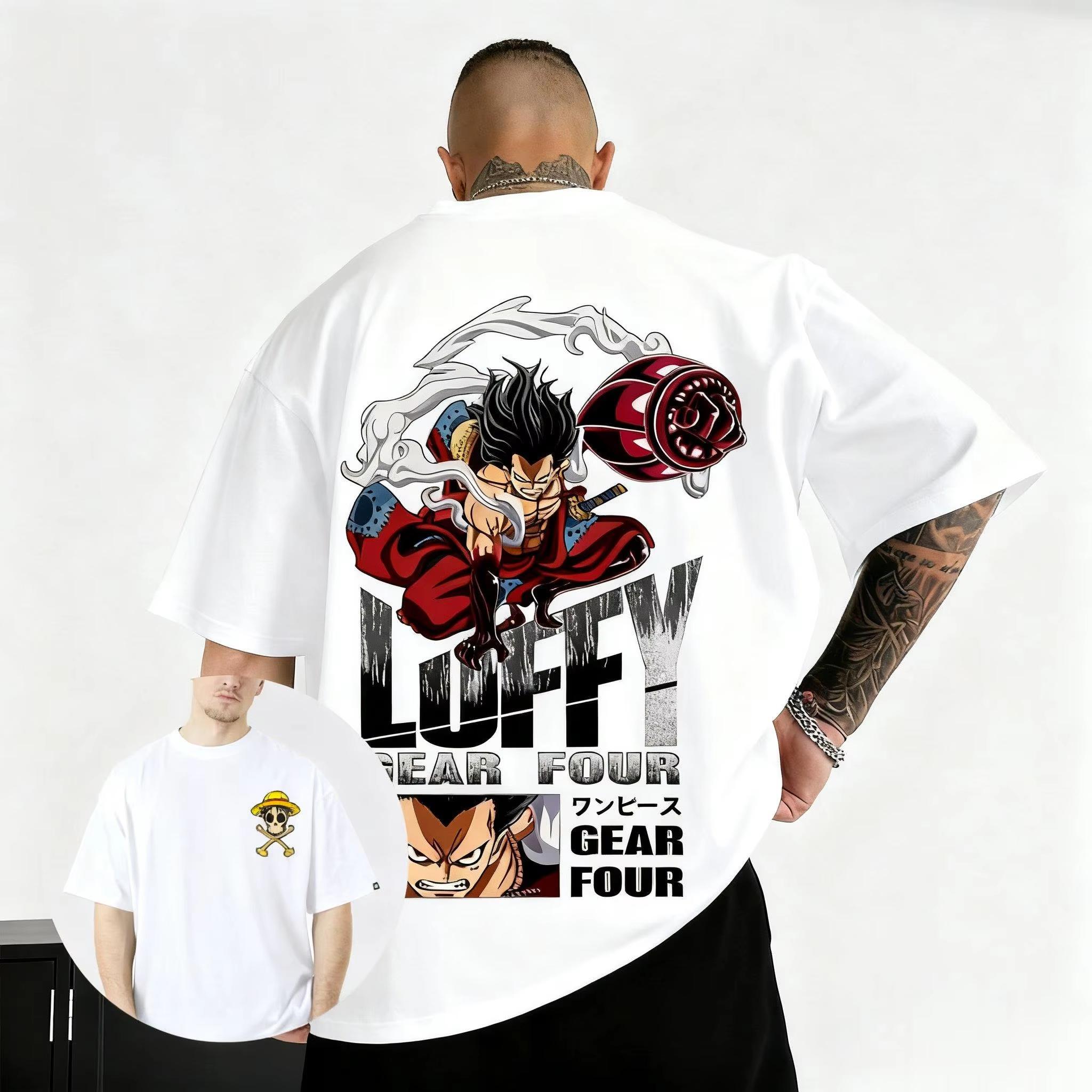 

Унисекс Футболка с принтом Луффи Gear 4 из аниме One Piece Мужская Женская с коротким рукавом Летняя Уличная Повседневная Топ с принтом японской манги 4XL