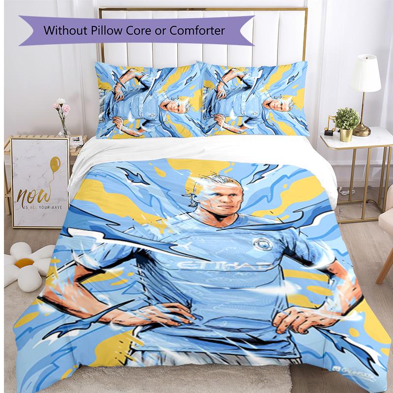 Set Biancheria da Letto 3 Pezzi con Stampa Modello Erling Haaland Morbido Delicato sulla Pelle Lavabile Copripiumino e Federe Set Stagione Unica Camera da Letto