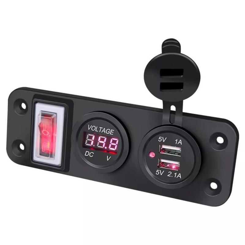Car Switch Panel with USB 12V Switch Panel with Voltmeter Pre-Wired for Hobbyists