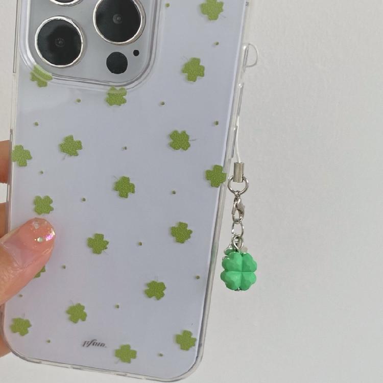 Multipurpose Lucky Charm Keychain Four Leaf Clovers Design Phone Hanging Ornament For Phone Accessories Gifts