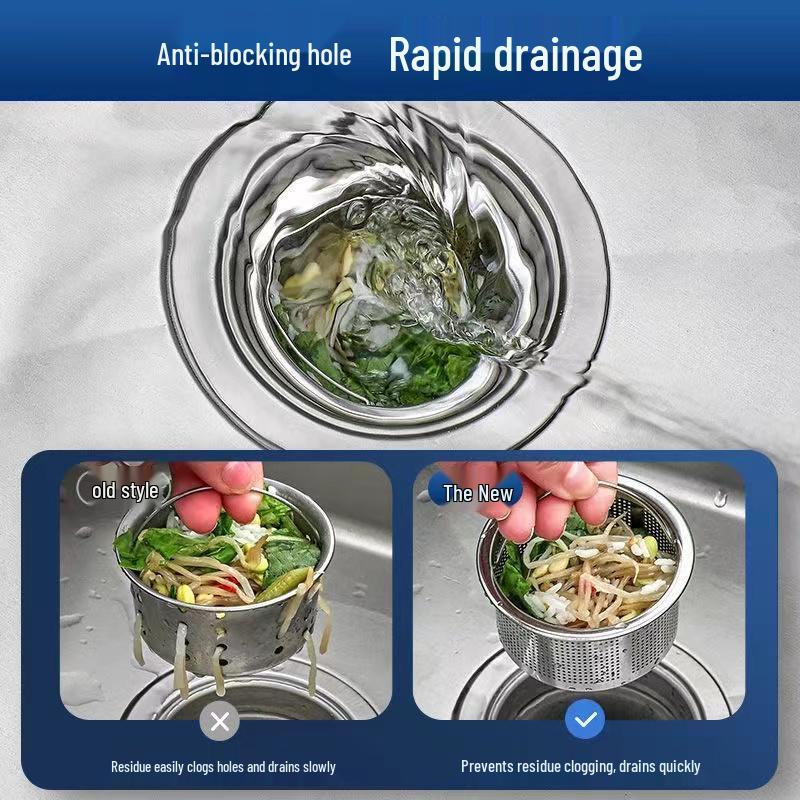 Stainless Steel Kitchen Sink Drain Filter - Anti-Clogging Siphon Screen for Wash Basins and Debris Pools