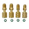 R410a R32 R22 HVAC Adapter Set 4pcs 5/16 SAE To 1/4 SAE Quick Couplers Brass Construction for Professional HVAC Tools and Repair