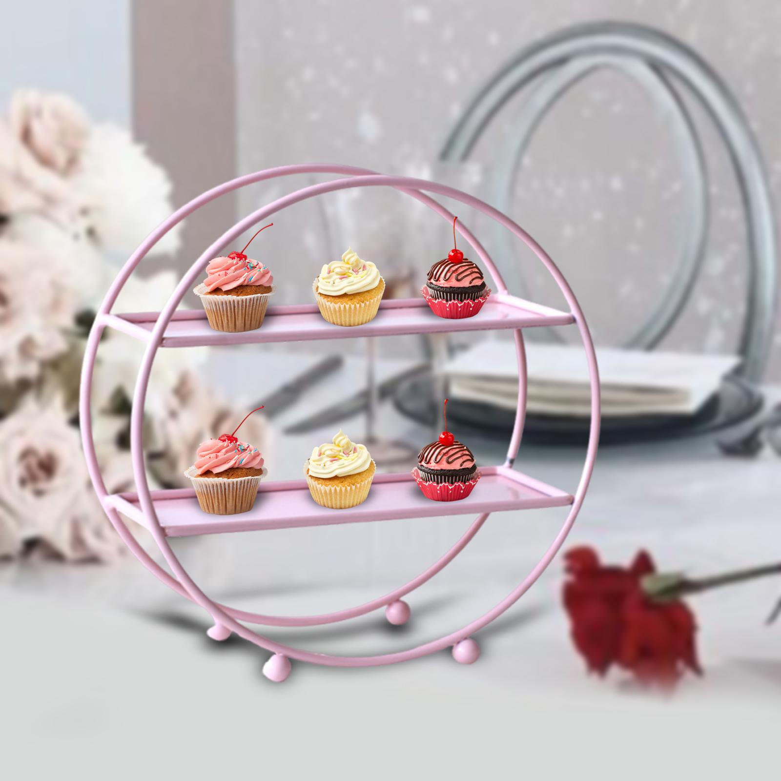 

2 Tier Cupcake Stand Plate Tiered Serving Tray for Celebration Wedding Party