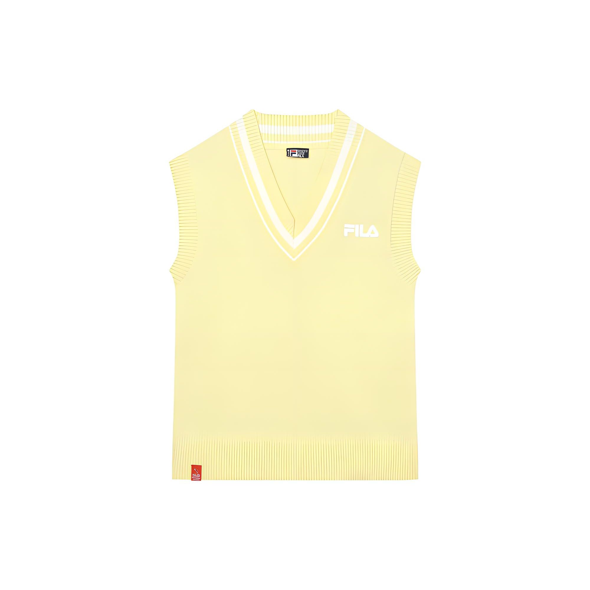 

FILA Solid Color Casual Sleeveless Knit Top Women tops Yellow F11W339401F-YE M