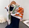 Korean Version of Atmosphere Simulation Silk High-end Square Scarf Silk Scarf Printing Travel Shawl Scarf Sunscreen Headscarf Women's Scarf