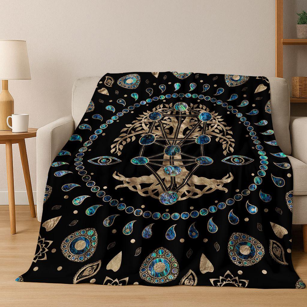 Nordic Dream Tree of Life Symbol Totem Yggdrasil Flannel Blanket,Cozy Soft Throw Blanket for Home Bedroom Bed Sofa Cover Gift