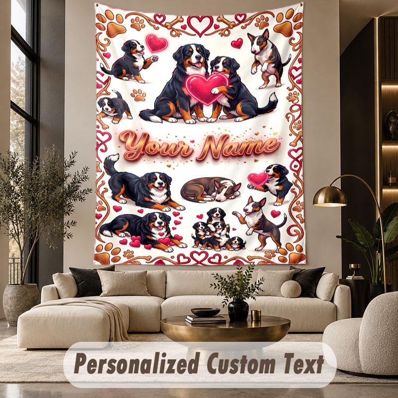 Valentine Love (19) Theme Custom Tapestry Personalized Custom Name Text Wall Hanging Tapestry Home Decor Background Cloth