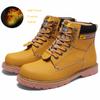 Designer Yellow Ankle Boots Men Women Fashion Winter Mens Leather Boots Comfortable Fur Motorcycle Boots Men Work Shoes Sneakers