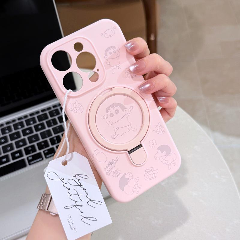 iPhone 17 Pro Max Liquid Cartoon Ring Stand Case with Precise Cutouts and Magnetic Anti-Fall Protection