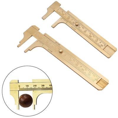 1* Küçük Pirinç Terazi 80/100mm Sürgülü Kumpas Verniyer Kumpası Cetvel Ölçme Aleti