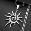 Spiral Sun Pendant Necklace For Women Men Stainless Steel Silver Color Daily Wear Boho Vintage Chic Neck Chain Gift Jewelry