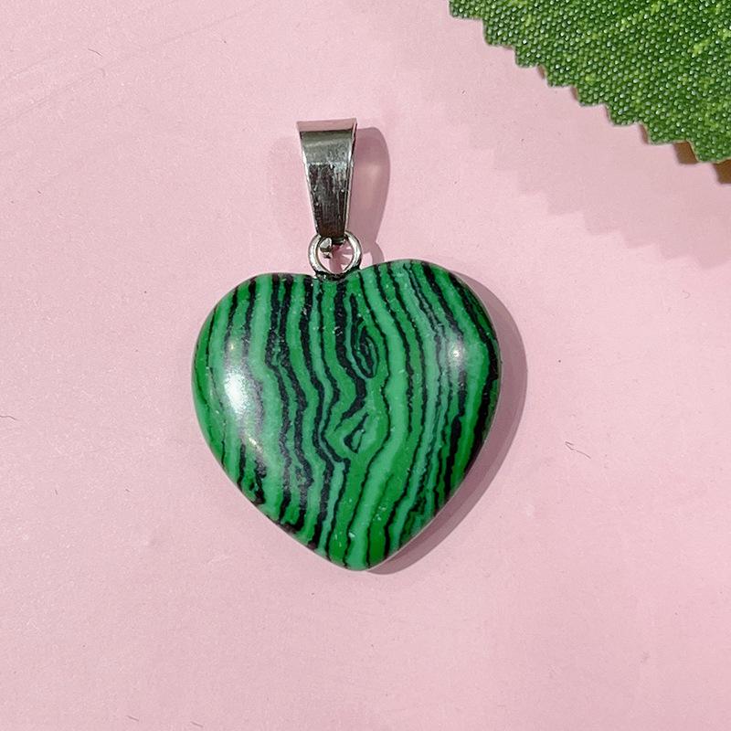 Natural Crystal Agate Heart Pendant Sweater Chain, 20mm Gemstone.