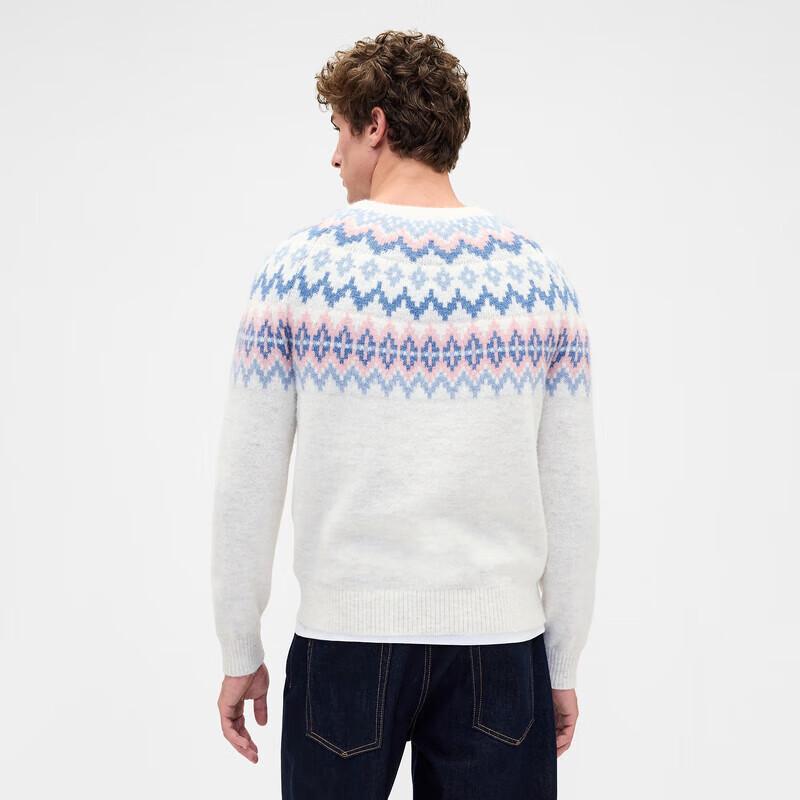 GAP Men's Fair Isle Round Neck Knit Sweater