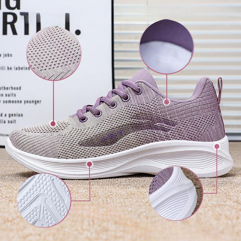 Running Shoes Women's Casual Soft-soled Sneakers Breathable Single Shoes Fly-woven Mesh Shoes Sneakers