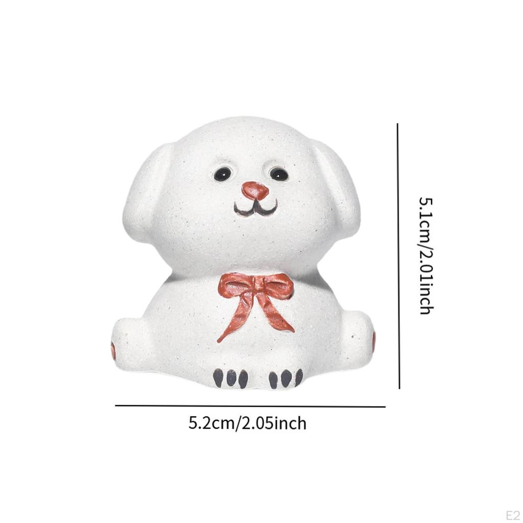Clay Mini Puppy Dog Statue Desktop Ornament Lovely Handmade Tea Pet Miniature for Fairy Garden