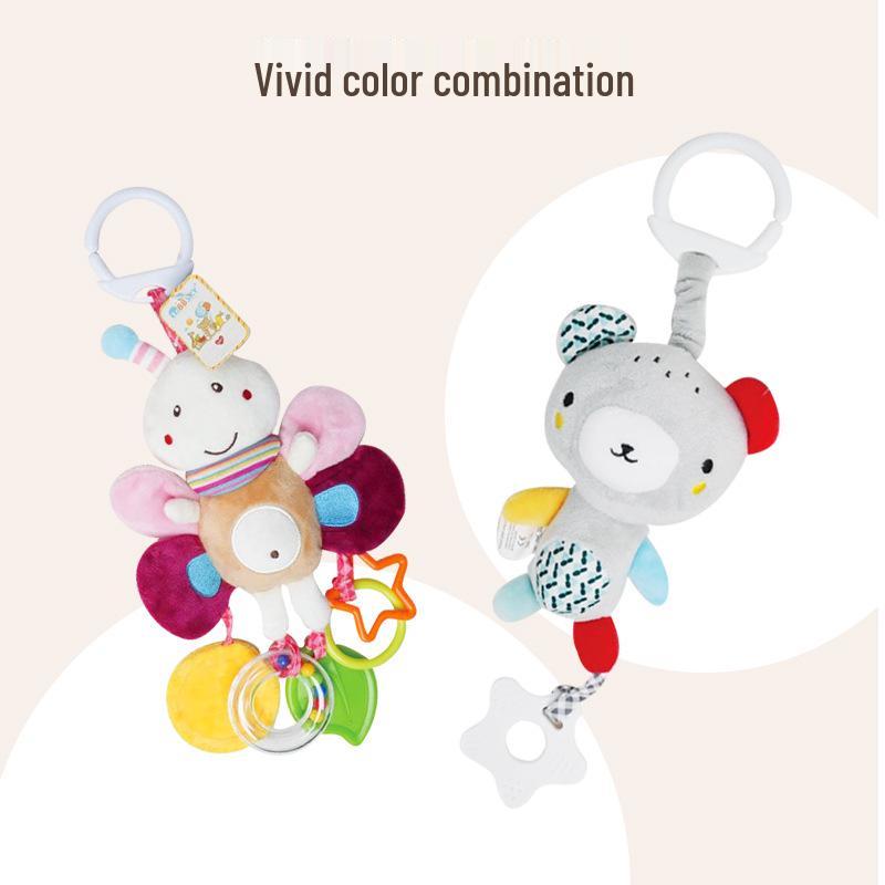 Infant Soothing Teether Plush Animal Music Mobile Toy