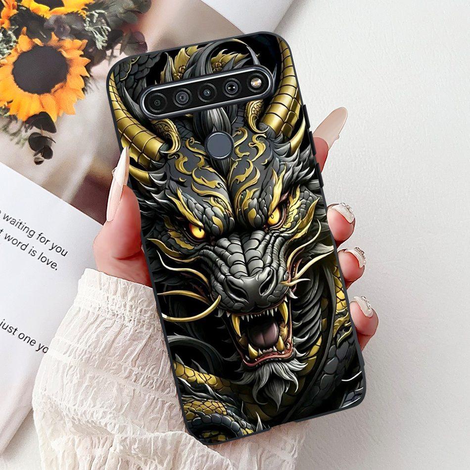 For LG K41S K51S 2020 Elegant Floral Cat Printed Phone Case For LG K41S K51S LM-K410 LM-K510 Black Silicone Soft Cases