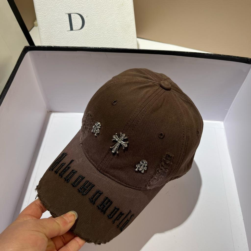 Cross Personality Washed Ripped Cap Street Versatile Punk Style Embroidery Alphabet Baseball Cap