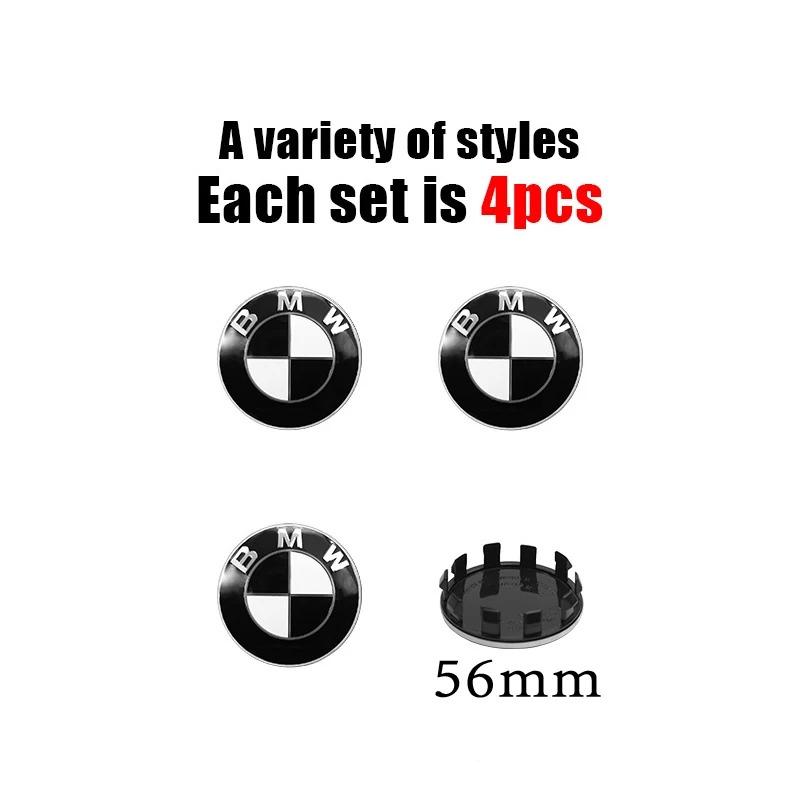 BMW Black White Car Emblem 82mm Front Hood Logo 74mm Rear Badge 56mm 68mm Wheel Hub Cap 45mm Steering Wheel Sticker Accessories