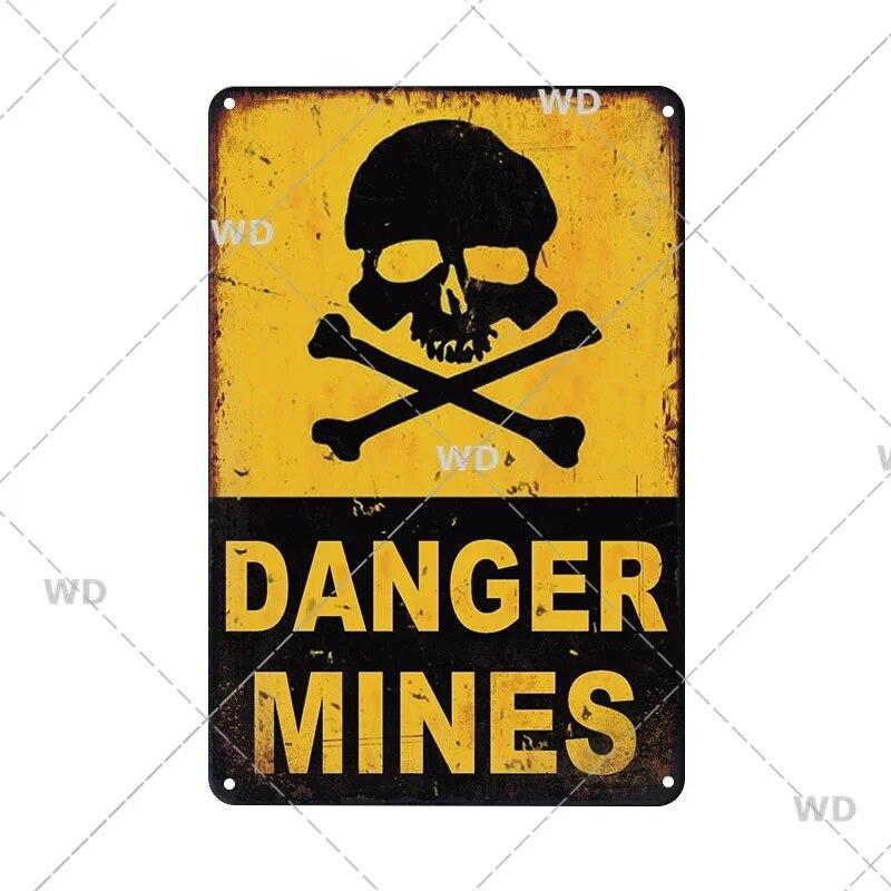 Retro Vintage Beware Of Dog Warning Vintage Tin Signs Caution Metal Plate Metal Poster Plaque For Club Home Pub Bar Wall Decor