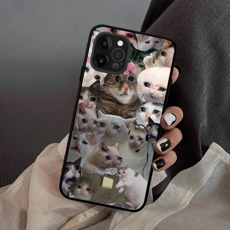 

Мягкий силиконовый чехол для телефона Crying Cat Memes для iphone 14 13 12 11 Pro Mini XS MAX 8 7 6 Plus X XS XR iphone 13