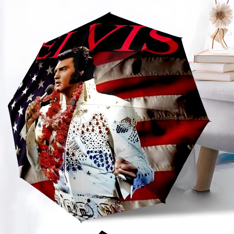 Elvis Fashionable Automatic Opening/Closing Folding Umbrella. Portable and Foldable, Ideal for Gift, Travel, and Daily Use.