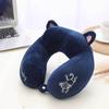 Cute Travel Pillow with Ear Cartoon Neck Pillow for Kids Memory Foam Animal Pillow U Shaped Cushion Plush for Airplane Train
