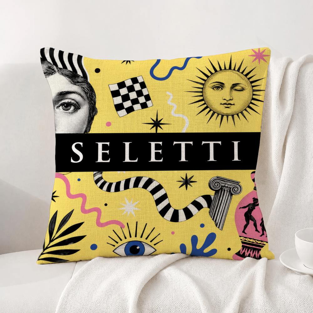 Brand Seletti Cushion Cover Natural Linen Pillowcase Set AllinOne Decor Cushion Cover for Sofa Bedroom Chair