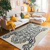 Artistic Tiger Pattern Vintage Inspired Floral Motif Decorative Border Living Room Bedroom Home Decoration Carpet Mat Rug