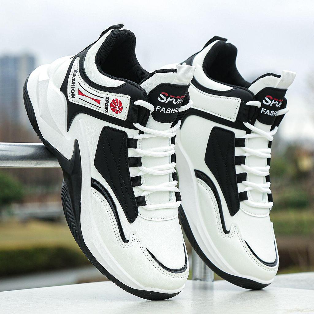 2025 Spring Men's High-Top Leather Basketball Sneakers - Red Mesh