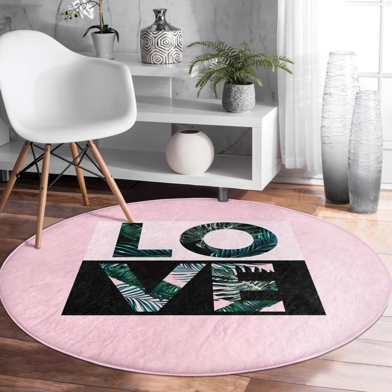 

Deymend Love Leaf Подробный специальный дизайн Розовый кухонный моющийся нескользящий круглый бархатный ковер